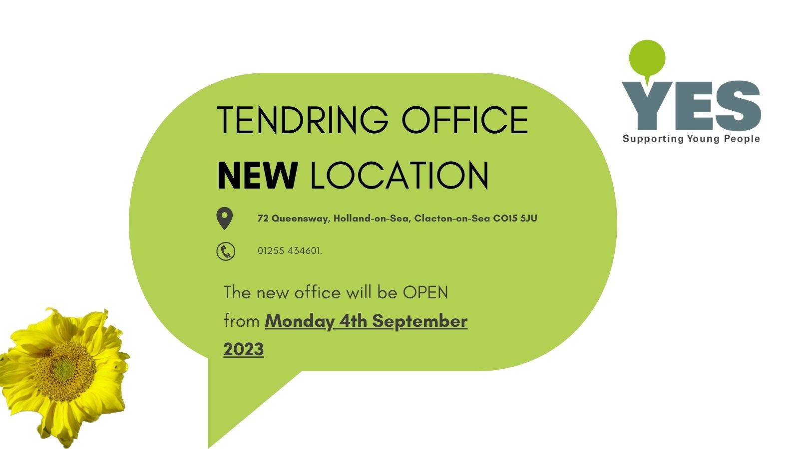YES TENDRING NEW OFFICE LOCATION